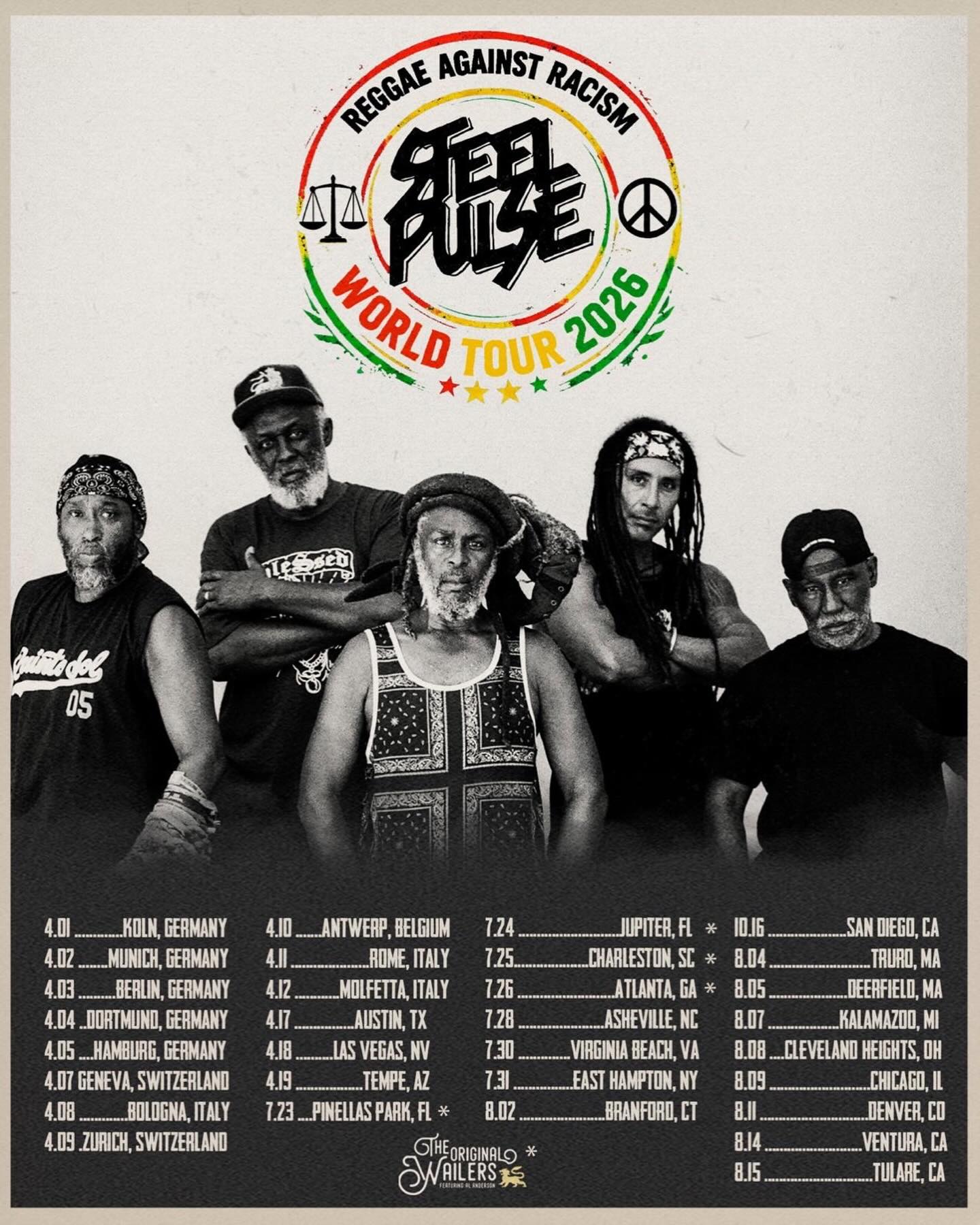 Steel Pulse Reggae Against Racism Tour Poster 2026